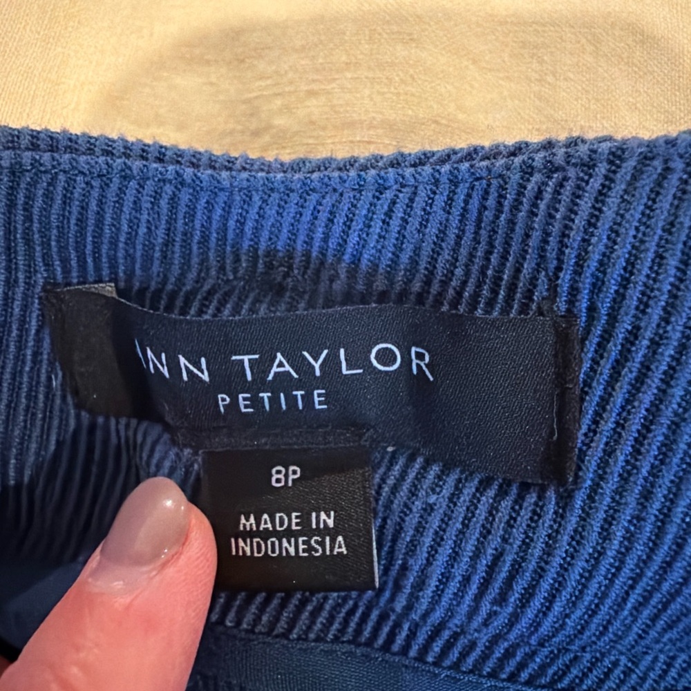 Ann Taylor Petite 8P Blue Belted Wide Leg Cropped Pants Culottes Workwear - Picture 5 of 6